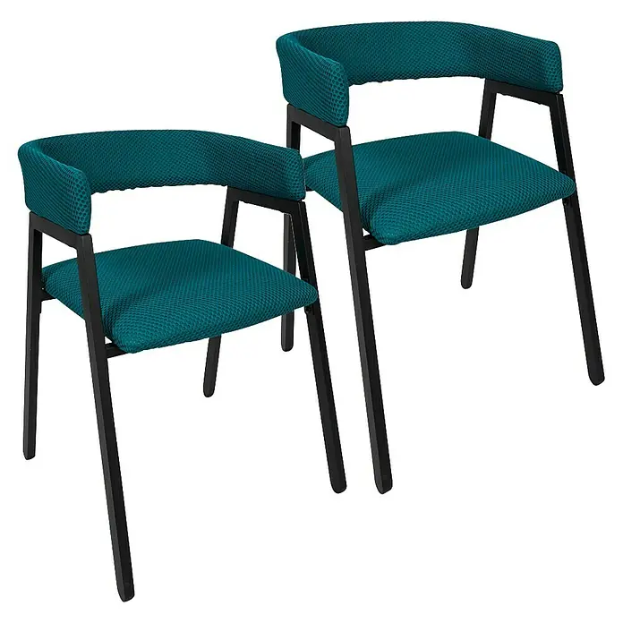 Home Deco Factory Silla Atom - Azul, 2 ud. - Dos modernas sillas turquesas con estructura negra, perfectas para una oficina o un espacio habitable con estilo. De diseño y cómodas.