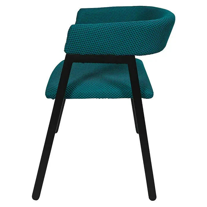 Home Deco Factory Silla Atom - Azul, 2 ud. - Esta silla presenta un diseño moderno con tela de malla azul y una elegante estructura negra. Es una pieza de mobiliario elegante.