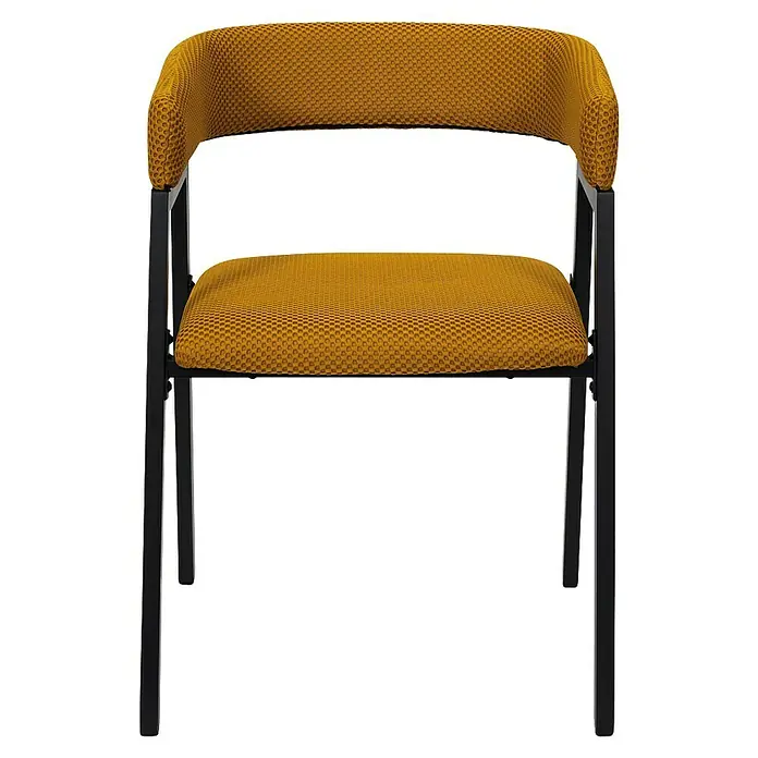 Home Deco Factory Silla Atom - Mostaza, 2 ud. - Esta elegante silla de color mostaza presenta un marco de metal negro, que ofrece comodidad y diseño moderno. Perfecta para el hogar o la oficina.