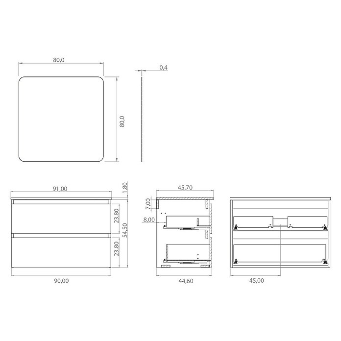 Artysan Conjunto de mueble de baño Funk (Ancho: 90 cm, Nature/Blanco, 3 pzs.) | BAUHAUS