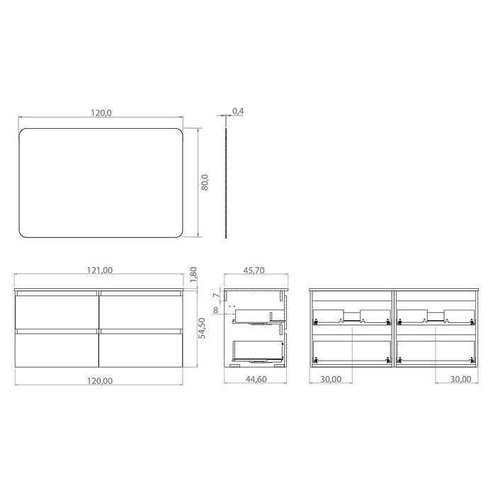 Artysan Conjunto de mueble de baño Funk (Ancho: 120 cm, Nature/Blanco, 3 pzs.) | BAUHAUS