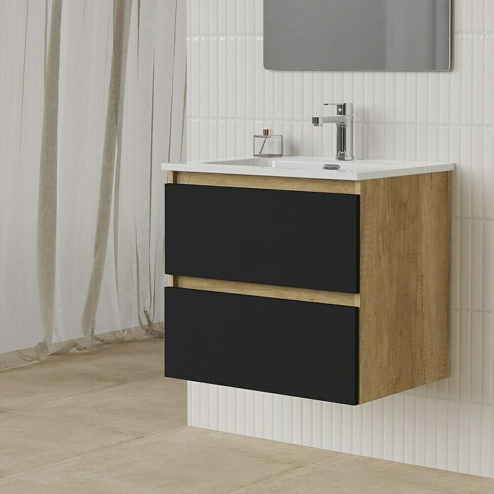 Artysan Conjunto de mueble de baño Funk (Ancho: 70 cm, Nature/Negro, 3 pzs.) | BAUHAUS
