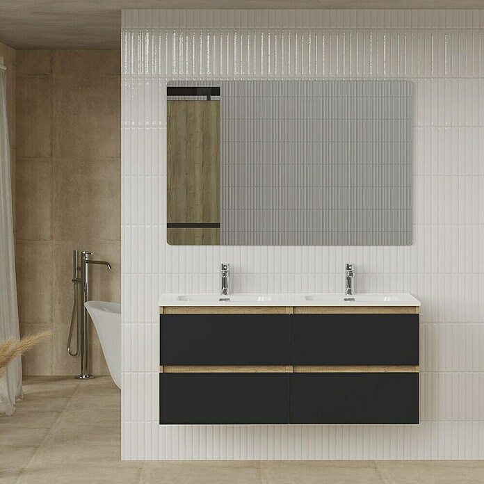 Artysan Conjunto de mueble de baño Funk (Ancho: 120 cm, Nature/Negro, 3 pzs.) | BAUHAUS