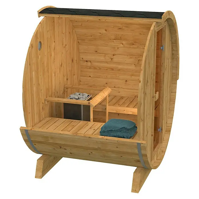 Tuindeco Fasssauna - L x B x H: 205 x 160 x 205 cm, Ohne Ofen - Die Fasssauna bietet ein einzigartiges Saunaerlebnis. Genießen Sie Entspannung und Wellness in dieser stilvollen Sauna.