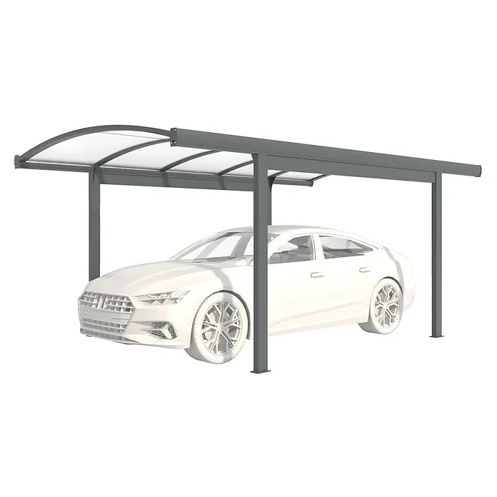 Wismar-NFI Carport Cintre - Außenmaß inkl. Dachüberstand (B x T): 3 x 5 m, Einzelcarport - Ein modernes Carport schützt ein Auto vor Witterungseinflüssen, mit einem eleganten Design, das sich gut in moderne Umgebungen einfügt.