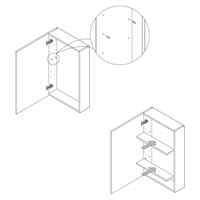 Artysan Armario con espejo LED Loft (An x Al: 65 x 80 cm, Blanco, Con iluminación, Número de puertas: 2 ud.) | BAUHAUS