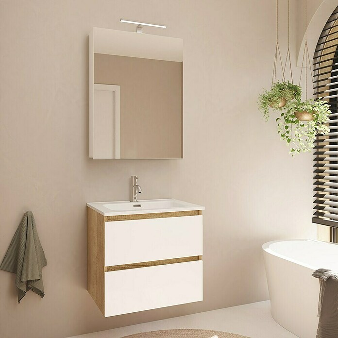 Artysan Armario con espejo LED Loft (An x Al: 60 x 80 cm, Blanco, Con iluminación, Número de puertas: 1 ud.) | BAUHAUS