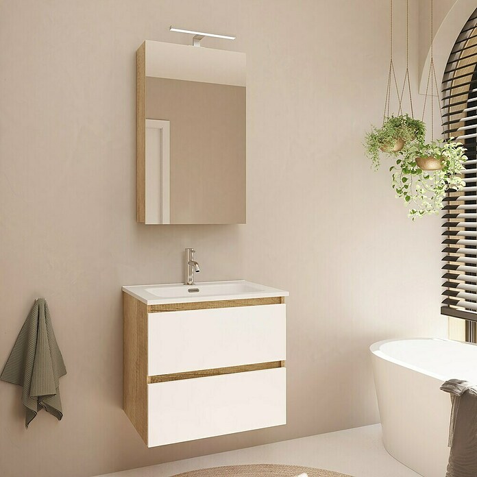 Artysan Armario con espejo LED Loft (An x Al: 48 x 80 cm, Nature, Con iluminación, Número de puertas: 1 ud.) | BAUHAUS