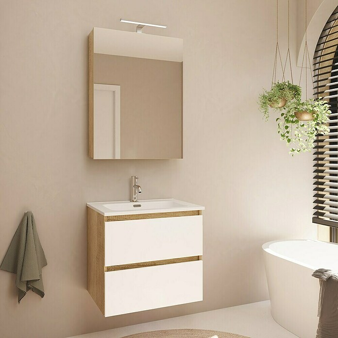 Artysan Armario con espejo LED Loft (An x Al: 60 x 80 cm, Nature, Con iluminación, Número de puertas: 1 ud.) | BAUHAUS