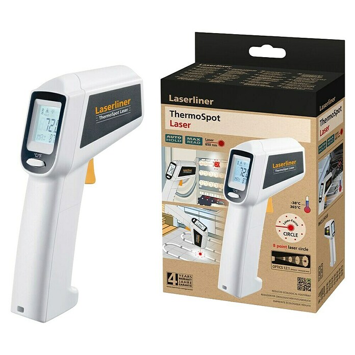 Laserliner Infracrveni termometar ThermoSpot  (Mjerni opseg: od -38 °C do +365 °C, Laserski krug u 8 točaka) | BAUHAUS