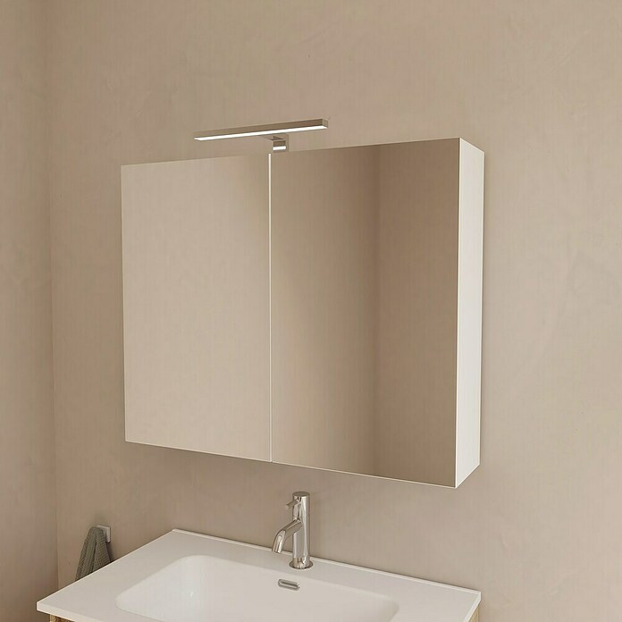 Artysan Armario con espejo LED Loft (An x Al: 65 x 80 cm, Blanco, Con iluminación, Número de puertas: 2 ud.) | BAUHAUS