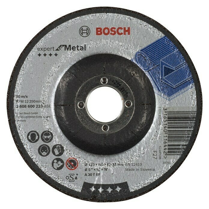 Bosch Schruppscheibe Expert for Metal A 30 T BFGeeignet für: Metall, Stärke Scheibe: 6 mm Front View