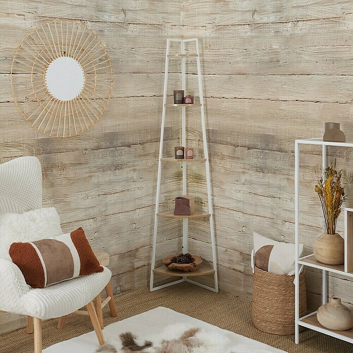 Home Deco Factory Estantería esquinera (An x Al: 34 x 180 cm, Número de baldas: 5 ud., Blanco/Beige) | BAUHAUS