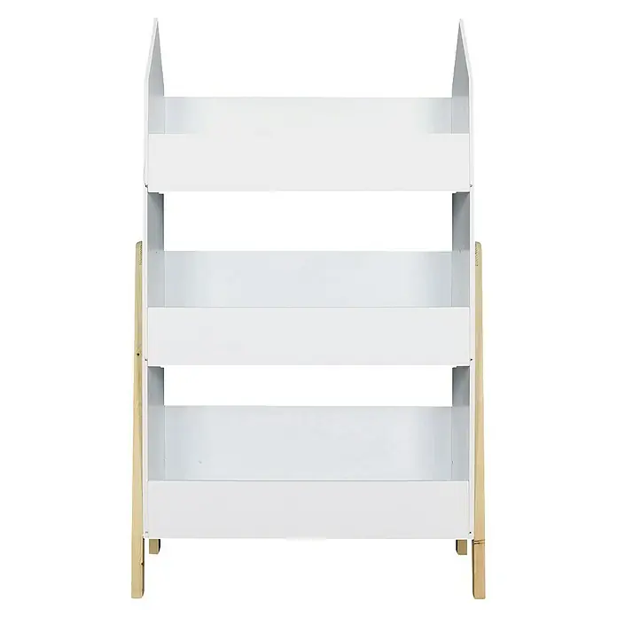 Home Deco Kids Estantería de madera Casita -  - Estantería sencilla con tres niveles y un acabado blanco, ideal para habitaciones infantiles o áreas de lectura.