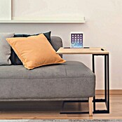 Home Deco Factory Mesa auxiliar (L x An x Al: 28 x 48 x 62,5 cm, Negro/Beige, Con soporte para tablet) | BAUHAUS