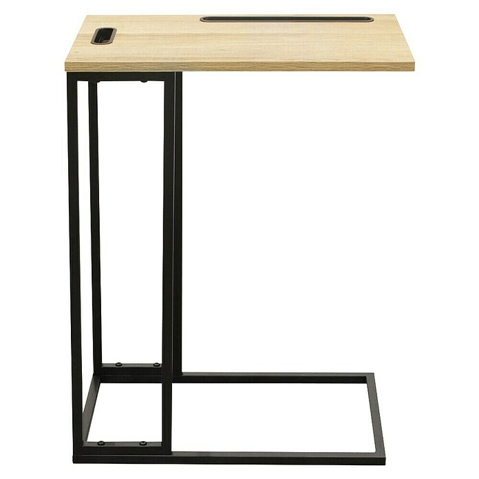 Home Deco Factory Mesa auxiliar (L x An x Al: 28 x 48 x 62,5 cm, Negro/Beige, Con soporte para tablet) | BAUHAUS