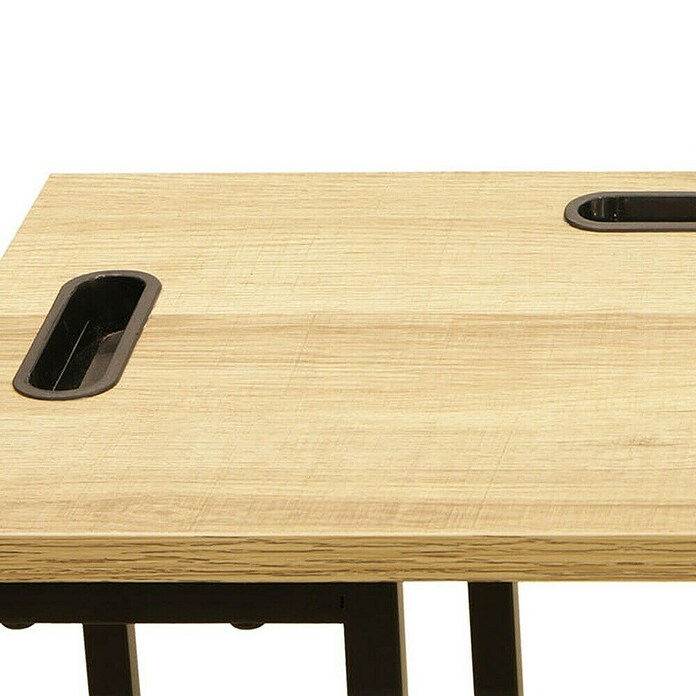 Home Deco Factory Mesa auxiliar (L x An x Al: 28 x 48 x 62,5 cm, Negro/Beige, Con soporte para tablet) | BAUHAUS