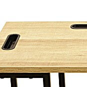 Home Deco Factory Mesa auxiliar (L x An x Al: 28 x 48 x 62,5 cm, Negro/Beige, Con soporte para tablet) | BAUHAUS