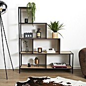 Home Deco Factory Edison Estantería metálica (L x An x Al: 30 x 120 x 146 cm, Metal/Madera, Negro/Marrón, Forma de escalera) | BAUHAUS