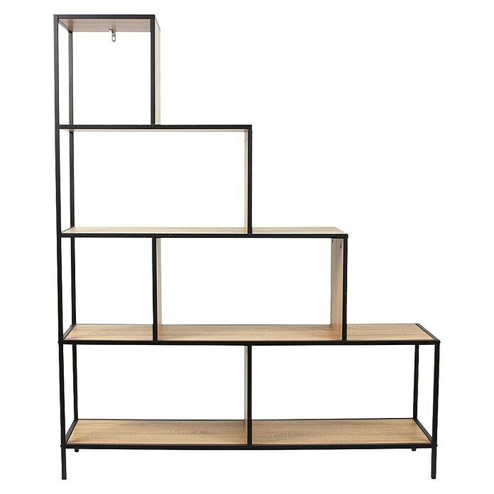 Home Deco Factory Edison Estantería metálica (L x An x Al: 30 x 120 x 146 cm, Metal/Madera, Negro/Marrón, Forma de escalera) | BAUHAUS