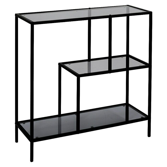 Home Deco Factory Edison Estantería metálica (L x An x Al: 30 x 80 x 79,5 cm, Metal/Vidrio templado, Negro) | BAUHAUS