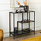 Home Deco Factory Edison Estantería metálica (L x An x Al: 30 x 80 x 79,5 cm, Metal/Vidrio templado, Negro) | BAUHAUS