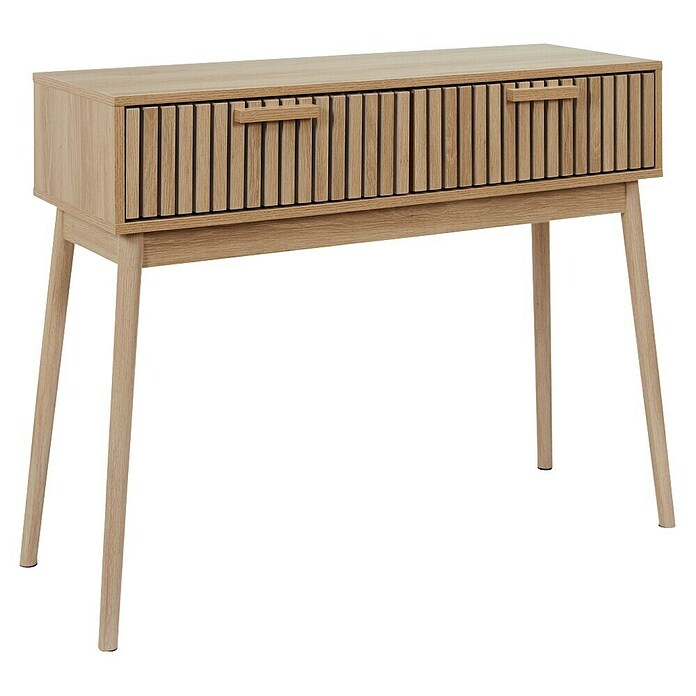 Home Deco Factory Klaus Mesa auxiliar (L x An x Al: 35 x 100 x 80 cm, Marrón, Diseño acanalado) | BAUHAUS