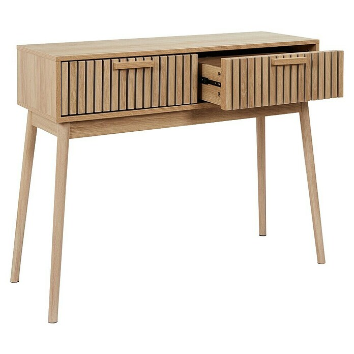 Home Deco Factory Klaus Mesa auxiliar (L x An x Al: 35 x 100 x 80 cm, Marrón, Diseño acanalado) | BAUHAUS