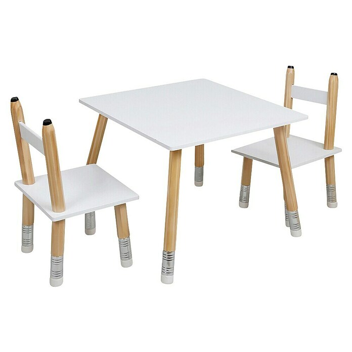 Home Deco Kids Mesa infantil con sillas Lápiz (MDF, Blanco, 3 pzs., Específico para: Niños de 3 a 5 años) | BAUHAUS