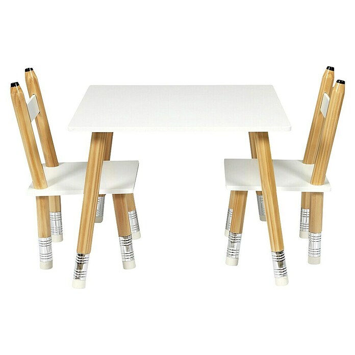 Home Deco Kids Mesa infantil con sillas Lápiz (MDF, Blanco, 3 pzs., Específico para: Niños de 3 a 5 años) | BAUHAUS