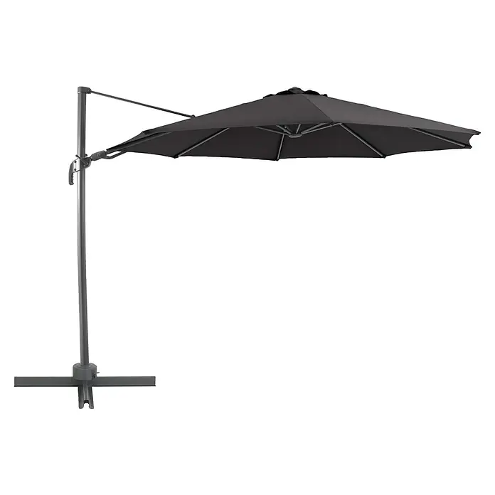 Sunfun Schirmbezug Capri - Anthrazit, Passend für: Sunfun Ampelschirmgestell Capri Ø 350 cm - Ein grauer, freitragender Sonnenschirm mit einer runden, schwarzen Bespannung und einem stabilen Standfuß. Ideal für den Garten.