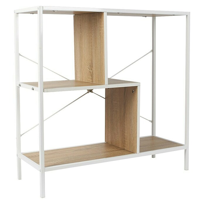 Home Deco Factory Edison Estantería metálica (L x An x Al: 30 x 80 x 79,5 cm, Metal/Madera, Blanco/Marrón) | BAUHAUS