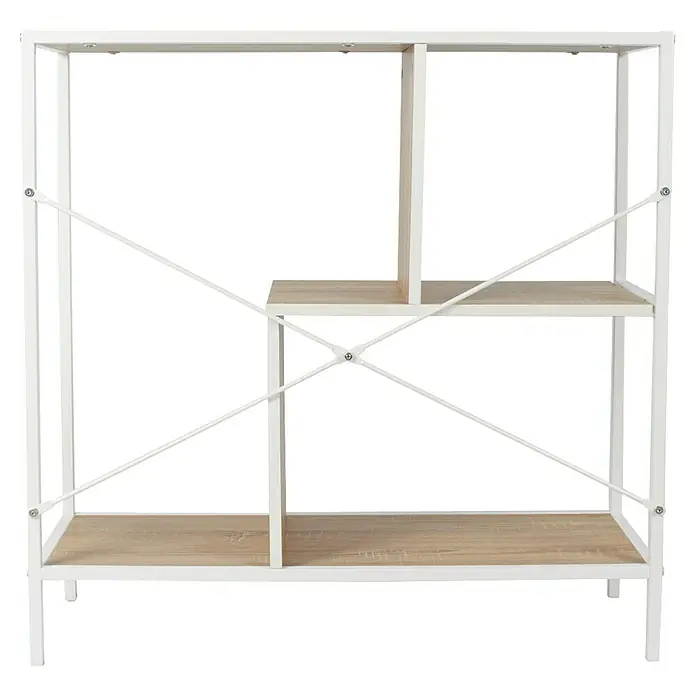Home Deco Factory Edison Estantería metálica - L x An x Al: 30 x 80 x 79,5 cm, Metal/Madera, Blanco/Marrón - Estantería moderna con estructura de metal blanco y estantes de madera clara. Diseño elegante y que ahorra espacio para tu hogar.