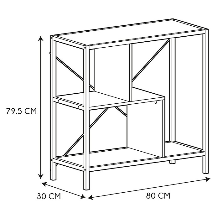 Home Deco Factory Edison Estantería metálica (L x An x Al: 30 x 80 x 79,5 cm, Metal/Madera, Blanco/Marrón) | BAUHAUS