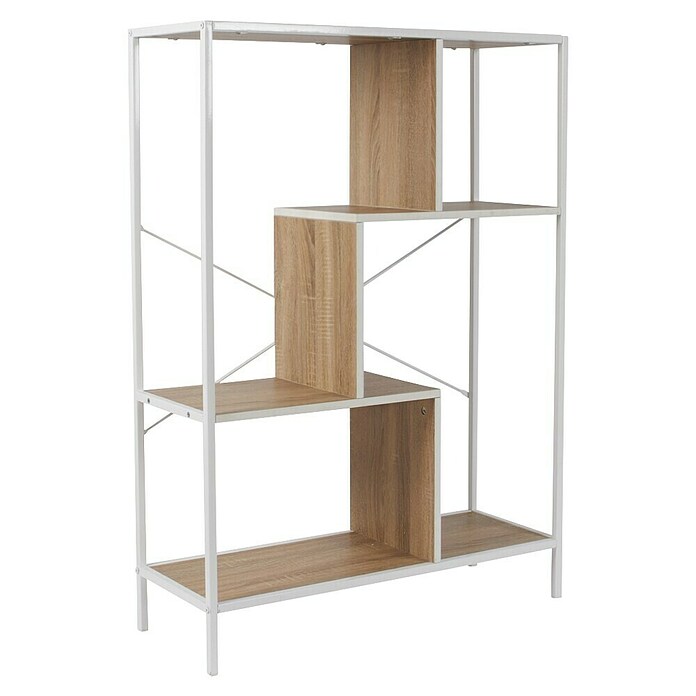 Home Deco Factory Edison Estantería metálica (L x An x Al: 30 x 80 x 113 cm, Metal/Madera, Blanco/Marrón) | BAUHAUS