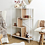 Home Deco Factory Edison Estantería metálica (L x An x Al: 30 x 80 x 113 cm, Metal/Madera, Blanco/Marrón) | BAUHAUS