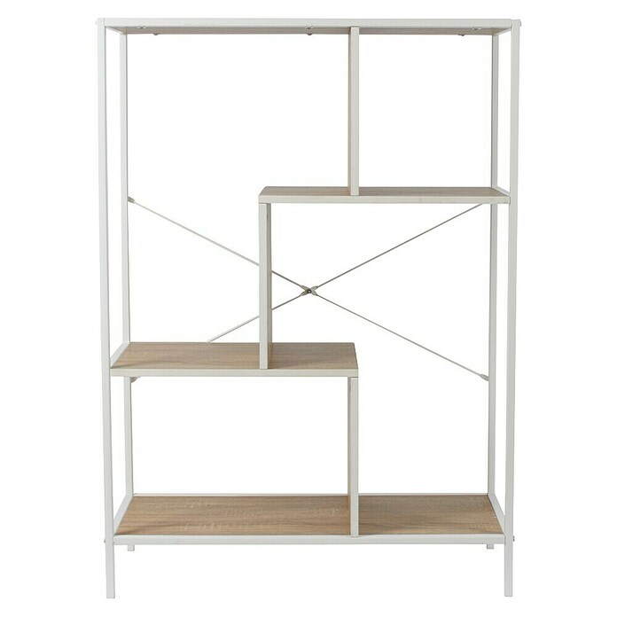 Home Deco Factory Edison Estantería metálica (L x An x Al: 30 x 80 x 113 cm, Metal/Madera, Blanco/Marrón) | BAUHAUS