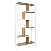 Home Deco Factory Edison Estantería metálica (L x An x Al: 30 x 80 x 180 cm, Metal/Madera, Blanco/Marrón) | BAUHAUS