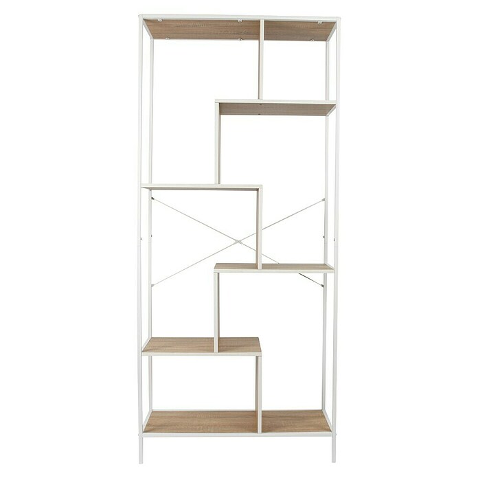 Home Deco Factory Edison Estantería metálica (L x An x Al: 30 x 80 x 180 cm, Metal/Madera, Blanco/Marrón) | BAUHAUS