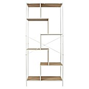Home Deco Factory Edison Estantería metálica (L x An x Al: 30 x 80 x 180 cm, Metal/Madera, Blanco/Marrón) | BAUHAUS