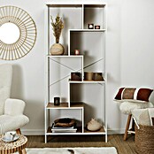 Home Deco Factory Edison Estantería metálica (L x An x Al: 30 x 80 x 180 cm, Metal/Madera, Blanco/Marrón) | BAUHAUS
