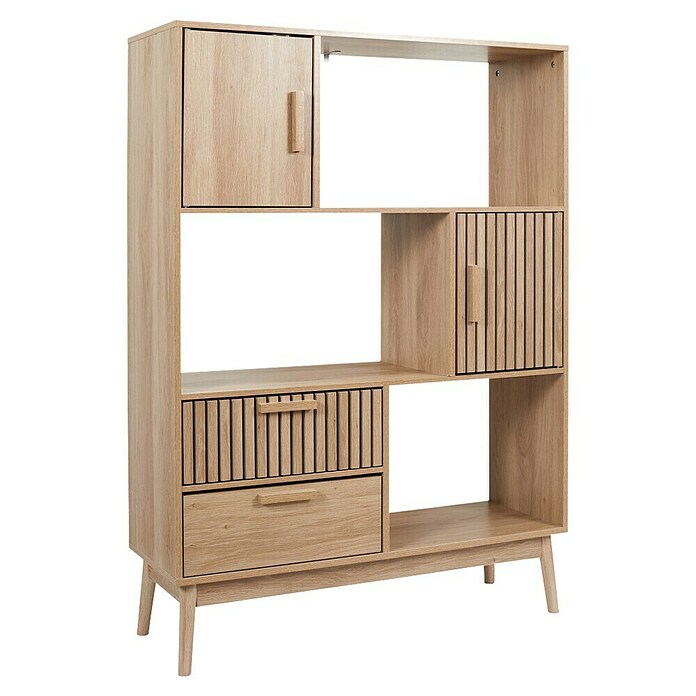 Home Deco Factory Klaus Librería (L x An x Al: 35 x 100 x 140 cm, Marrón, Diseño acanalado) | BAUHAUS
