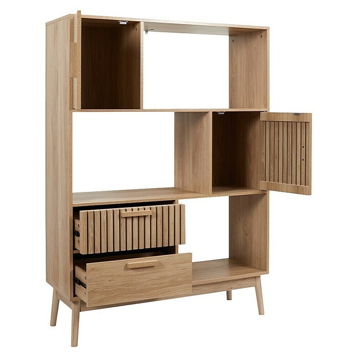 Home Deco Factory Klaus Librería (L x An x Al: 35 x 100 x 140 cm, Marrón, Diseño acanalado) | BAUHAUS