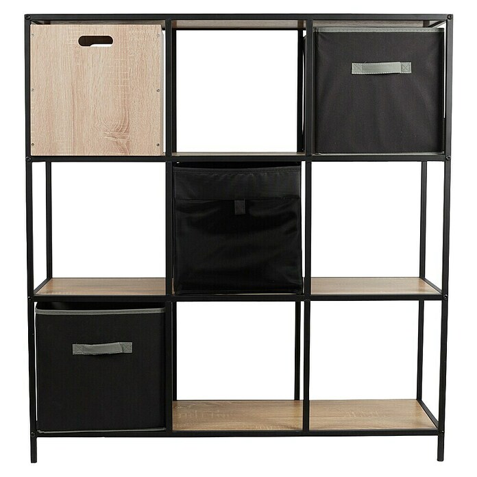 Home Deco Factory Loka Librería (L x An x Al: 32 x 99 x 105,5 cm, Negro/Marrón, Metal/MDF) | BAUHAUS