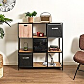 Home Deco Factory Loka Librería (L x An x Al: 32 x 99 x 105,5 cm, Negro/Marrón, Metal/MDF) | BAUHAUS