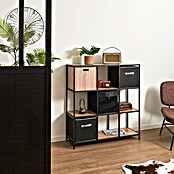 Home Deco Factory Loka Librería (L x An x Al: 32 x 99 x 105,5 cm, Negro/Marrón, Metal/MDF) | BAUHAUS