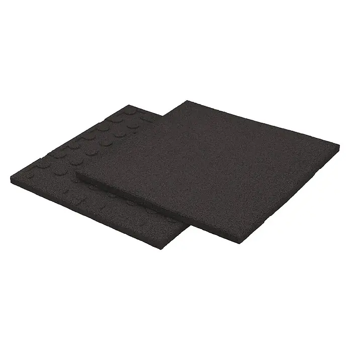 Fallschutzmatte - Schwarz, 50 x 50 x 2,5 cm - Dunkle, quadratische Gummifliesen für den Boden, ideal für Fitnessstudios oder Garagen, rutschfest und langlebig.