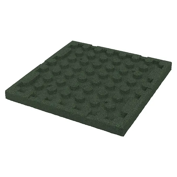 Fallschutzmatte - Grün, 50 x 50 x 4 cm - Dunkelgrüne Bodenfliese aus Gummi mit Noppenstruktur, ideal für Spielplätze und Sportbereiche. Rutschfest und stoßdämpfend.
