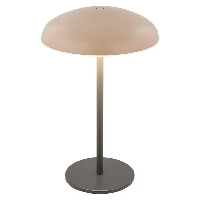 Brilo Akku-Tischleuchte Caxa - Ø x H: 19,5 x 30,5 cm, Beige, Warmweiß, 2,8 W, IP44 - Elegante graue Tischleuchte mit rundem Lampenschirm, die ein sanftes, stimmungsvolles Licht verbreitet und eine angenehme Atmosphäre schafft.