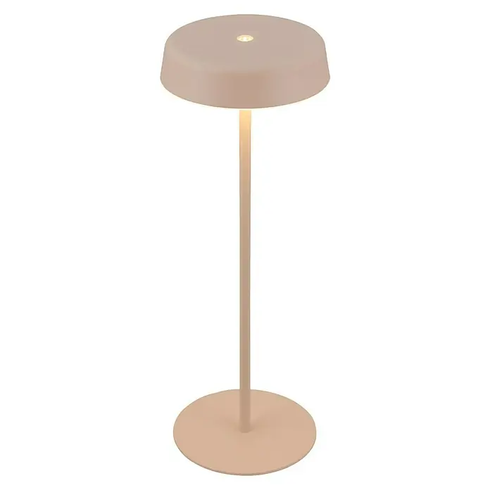 Brilo Akku-Tischleuchte Pala - Ø x H: 13 x 36,5 cm, Beige, Warmweiß, 2,6 W, IP44 - Elegante, moderne Tischleuchte in zartem Rosaton. Perfekt für Nachttisch oder als stilvolle Akzentbeleuchtung im Wohnbereich.